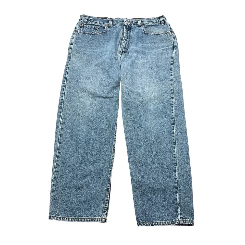 Levis 550 Jeans Men 34W 30L Blue Fade Relaxed Black Bat Wing‎ Flaws VTG USA